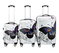 MONZANAŽ Lot de 3 Valises de Voyage Butterfly Valise Rigide Trolley Valise ABS revętement PC avec Cadenas ŕ Combinaison
