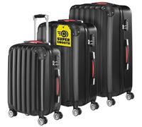 MONZANAŽ Lot de 3 valises rigides Noir M/L/XL 4 Roues 360° Poignée télescopique Cadenas ŕ Combinaison Valise ŕ roulettes