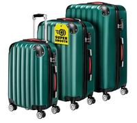 MONZANA® Lot de 3 valises rigides Vert M/L/XL 4 roues 360° Poignée télescopique Cadenas à combinaison valise à roulettes
