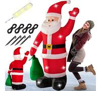 MONZANAŽ Pčre Noël gonflable 180cm XL éclairage LED IP44 lumineux matériel fixation décoration Noël extérieur personnage figurine Noël autogonflant