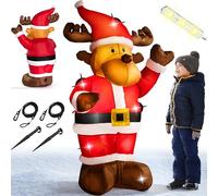 MONZANAŽ Renne de noël gonflable 135 cm éclairage LED matériel de fixation IP44 décoration Noël extérieur personnage figurine Noël autogonflant