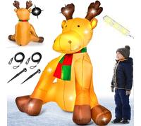 MONZANAŽ Renne de noël gonflable 180 cm éclairage LED matériel de fixation IP44 décoration Noël extérieur personnage figurine Noël autogonflant