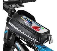 MONZANAŽ Sacoche de Cadre vélo imperméable Bandes réfléchissantes Pare-Soleil TPU Sacoche Smartphone Max. 6,8' Guidon Sac Pochette Support vélo Gris