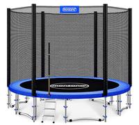 MONZANAŽ Trampoline extérieur Rond Ř427cm Max. 150kg Set Complet Filet de sécurité Porte d'entrée échelle Tapis de Saut