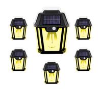 MONZER Applique Mural Solaire Jardin 6 Pièces avec Détecteur de Mouvement, Lampe Solaire Exterieur Murale à LED 6x600LM, Batterie Remplaçable 1800mah, IP65 Étanche Sans Fil pour Jardin Garage Cour