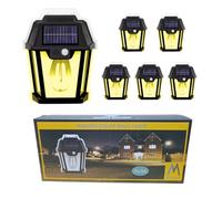 MONZER Projecteur Exterieur Solaire, Lot de 6 Applique Murale Vintage avec Détecteur de Mouvement 3 Modes Étanche IP65 Lampe Solaire pour Cour Jardin, Projecteur-Exterieur-Lampe-Eclairage