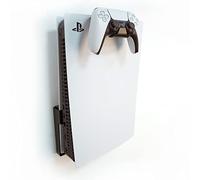 Monzlteck Support mural pour PS5 Original (disque et numérique) + support de manette, tout en métal à suspendre au mur avec bouton d'alimentation gauche/droite