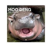 Moo D-eng Calendrier mural 2025 amusant hippopotame pygmée, planificateur mensuel à suspendre pour les amoureux des animaux.