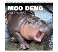 Moo Deng Calendrier mural 2025, 2025, calendrier mural mensuel à suspendre pour la maison et le bureau