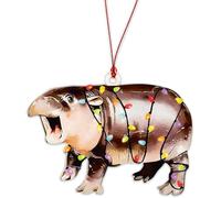 Moo Deng Décoration de Noël hippopotame pour Noël, cadeau hippopotame pour homme et femme, décoration de Noël colorée 2025, décorations d'arbre hippopotame, décorations animalières, cadeaux amusants