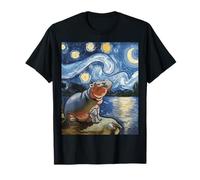 Moo-Deng Nuit étoilée Van Gogh Baby Pigmy Hippo Zoo Family T-Shirt