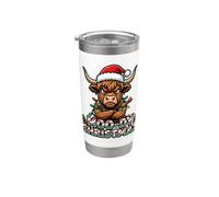 Moo-dy Christmas - Vache Highland Noël Gobelet isotherme en acier inoxydable double paroi