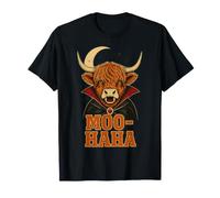 Moo Haha Vampire Highland Cow Halloween Costume Men Women T-Shirt
