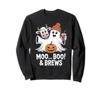 Moo I Mean Boo and Brews Figurine Humoristique de Vache fantôme Halloween 2025 Sweatshirt