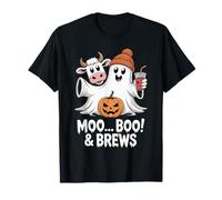 Moo I Mean Boo and Brews Figurine Humoristique de Vache fantôme Halloween 2025 T-Shirt