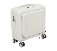 MooBeey Bagage à main 18" en ABS avec roues en caoutchouc universelles, valise portable avec serrure par mot de passe, valise à roulettes avec porte-gobelet et port USB, Blanc., m, Bagage à main
