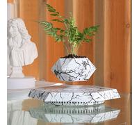 MOOCCI Pot de Fleurs Flottant - Pot de Fleurs en lévitation magnétique pour Plantes Grasses, bonsaï d'air, Fausses Fleurs et Plantes, décoration Unique pour la Maison, Le Bureau et Le Bureau (marbre)