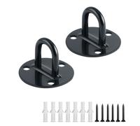 Mooche 2 Pièces Plaque Oeillet, Pontet Inox Crochets 7.5 CM, avce 3 Crochets de Plafond de Balcon, Crochets Muraux, Adaptés pour Accrocher Paniers, Plantes, Cages à Oiseaux et Objets