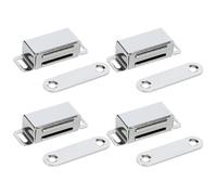 Mooche 4 Pièces Aimant Porte Placard 4.6 CM pour Porte de Placard de Cuisine, Loquet de Porte Magnétique Aimant Meuble Fermeture pour Tiroir, Armoire, en Acier Inoxydable, Chrome