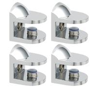 Mooche 4 Pièces Pince à Verre en Alliage de Zinc, Support Universel pour Verre de 6 à 10 mm, Fixation Murale Invisible pour Étagère en Verre, Panneau, Installation Facile, Fini Brillant, Chrome