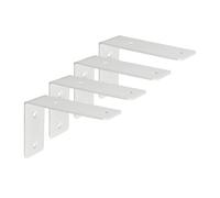 Mooche 4 Pièces Supports d' Étagère Murale Robustes de 12.5 CM, Supports d' Étagère Murale à Angle Droit de 90°, Supports d' Étagère Murale en Acier Inoxydable pour Chambre/Salle de Bain, Blanc