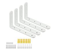 Mooche 4 Pièces Supports d' Étagère Murale Robustes de 15 X 10CM, Equerre Etagere Murale à Angle Droit de 90°, Equerre Etagere en Matériau Durable pour Chambre/Salle de Bain/Cuisine, Blanc