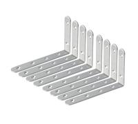 Mooche 8 Pièces Supports d' Étagère Murale Robustes de 15.8 CM, Équerre Étagère Murale à Angle Droit de 90°, Supports d' Étagère Murale en Acier Inoxydable pour Chambre/Salle de Bain, Blanc