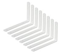 Mooche 8 Pièces Supports d' Étagère Murale Robustes de 20 CM, Équerre Étagère Murale à Angle Droit de 90°, Supports d' Étagère Murale en Acier Inoxydable pour Chambre/Salle de Bain, Blanc