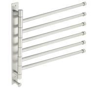 MOOCHE Porte-serviettes avec 6 bras extensibles 37,5 cm, en acier inoxydable SUS304, pivotant à 180°, pour cuisine, WC, vestiaire et salle de bain brossé