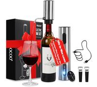 Moocoo Coffret cadeau tire-bouchon électrique électrique automatique avec coupe-capsule, aérateur automatique, 2 bouchons sous vide pour la maison, le bar, les fêtes en plein air, acier inoxydable