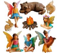 Mood Lab Fairy Garden - Figurines Miniatures de fées Accessoires - Kit de Camping de 9 pièces - Ensemble pour décoration extérieure ou Maison