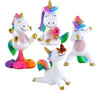 Mood Lab Lot de 4 Mini Figurines de Licorne Miniatures - Accessoires de Jardin féérique Licorne