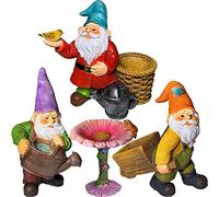 Mood Lab Lot de 4 Nains de Jardin Miniatures - 8,9 cm de Hauteur - Figurines et Accessoires - Kit pour l'extérieur ou la décoration de la Maison