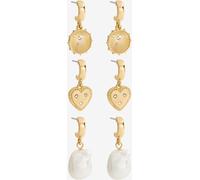 Mood Mood Gold Tone Charm Pearl Earrings - Pack of 3