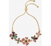 Mood Mood Gold Tone Multi Coloured Floral Statement Bracelet