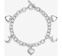 Mood Mood Silver Plated Ridged Heart and Moon Charm Bracelet