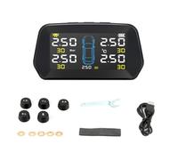 mooderff Tpms Surveillance Pression Pneu, Solaire Durable et Fiable Contrôle Automatique Système D'alarme Universel sans Fil, LCD Écran en Temps Réel 5 Capteurs Externes