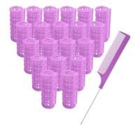 MOODKEY Lot de 20 bigoudis en plastique sans chaleur de 2,5 cm pour salon de coiffure (violet)