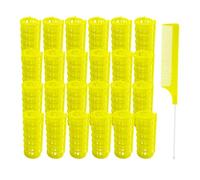 MOODKEY Lot de 24 bigoudis en plastique sans chaleur de 2 cm pour salon de coiffure (jaune)