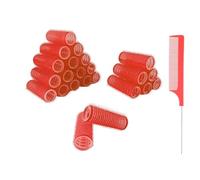 MOODKEY Lot de 24 petits bigoudis auto-agrippants sans chaleur pour salon de coiffure professionnel - Outils de coiffure bouclés - Peigne queue de rat pour femme - Cheveux moyens et courts (2 cm