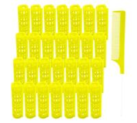 MOODKEY Lot de 28 bigoudis en plastique sans chaleur de 1,5 cm pour salon de coiffure (jaune)