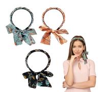 MOODKEY Lot de 3 bandeaux tressés réglables de style bohème pour femme, accessoires de cheveux tendance pour entraînement, yoga, voyage (noir, orange, bleu)
