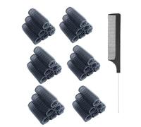MOODKEY Lot de 36 petits bigoudis auto-agrippants noirs sans chaleur pour cheveux bouclés professionnels pour cheveux bouclés pour femme cheveux moyens courts (1,5 x 6,1 cm)