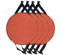 MOODMUSE Lot De 2/4 Coussins De Chaise Ronds avec Attaches,Galette De Chaise for Tabouret Haut,Coussin De Siège Rond for Salle À Manger,Cuisine Et Bureau(Golden Orange,45cm (Pack of 4))
