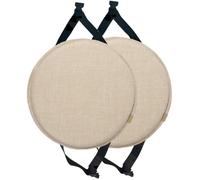 MOODMUSE Lot De 2/4 Coussins De Chaise Ronds avec Attaches,Galette De Chaise for Tabouret Haut,Coussin De Siège Rond for Salle À Manger,Cuisine Et Bureau(Beige,33cm (Pack of 2))