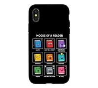 Moods of a Reader Bibliophile Grille de Lecture drôle pour Rat de bibliothèque Coque pour iPhone X/XS