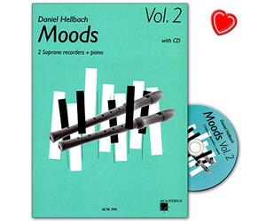 Moods Ruban 2 avec CD - 10 mittelschwere poppig de rockige morceaux pour 2 flûtes à bec soprano - Note Ventre Avec Cœur Note Pince