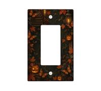 Moody Automne Halloween Jack-o'-Lantern Interrupteur à bascule simple | Papillons monarques, feuilles d'érable, lanterne vintage, esthétique automnale, thème récolte