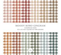 Moody Boho Gingham Scrapbook Paper, 8.5 x 8.5 Inch Square Pattern Designs: Watercolor Style Sheets in Neutral Earth Tones for Paper Crafts, Card Making & Junk Journals