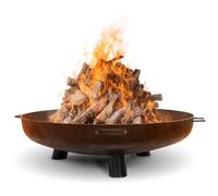 Moodz Brasero 80 Feet & Handle cm en Acier Corten - Bol à Feu Extérieur pour le Jardin - Brasero de Terrasse avec Grille de Cuisson Optionnelle - 80x80x23.5 cm